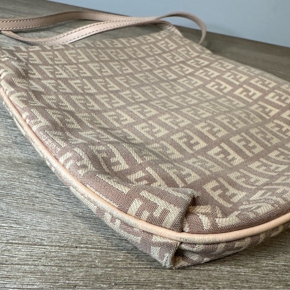 Fendi Zucchino Vitello Pink Canvas Crossbody or Shoulder Bag | Fair Condition - Picture 10 of 17